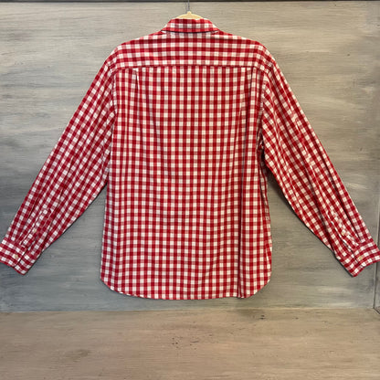 J. Crew 100% Cotton Tailored Fit Buffalo Check Button Down Shirt Size Large Good Condition