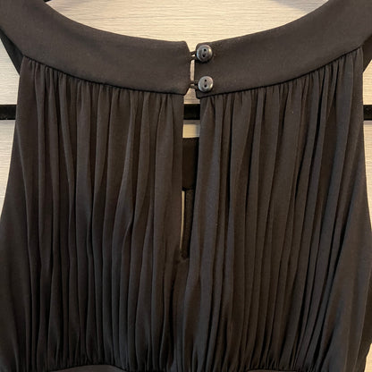 Sangria Black Sleeveless HighCollar Ruched TopWaist Full Length Dress Size 8 Like New