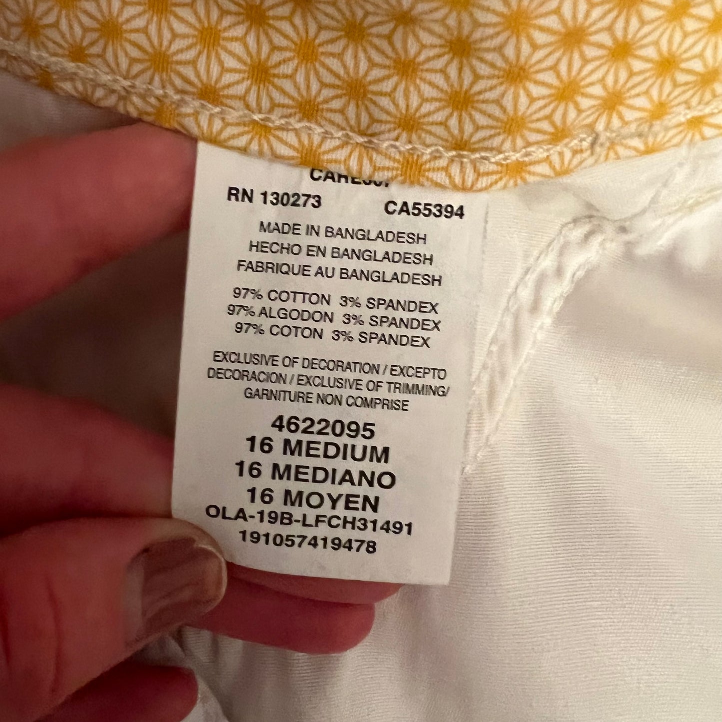 Lee 97% Cotton Geometric Daisy Print Regular Fit Mid Rise Shorts Size 16 Medium Good Condition