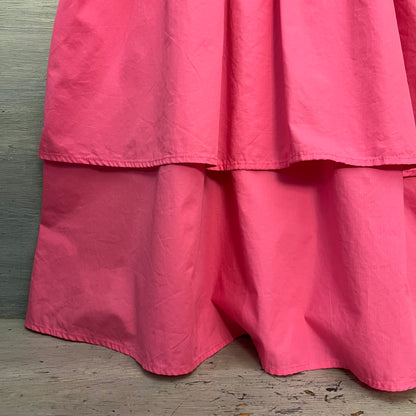 Impressions 100% Cotton Hot Pink Dual Ruffle Open Back Babydoll Size Small Like New