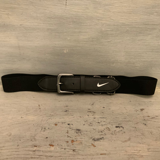 Nike Black Faux Leather Elastic Adjustable Fit Belt Like New