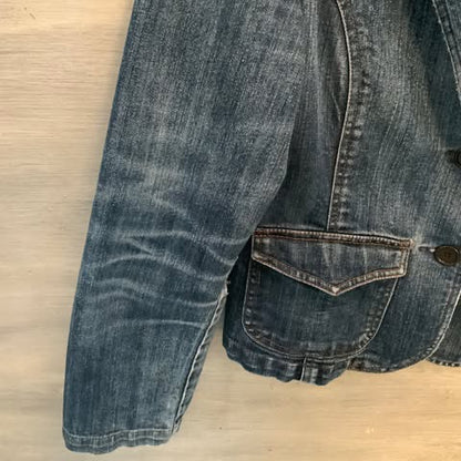 Highway Jeans Distressed Blue Jean Blazer Jacket Size Medium Good Condition
