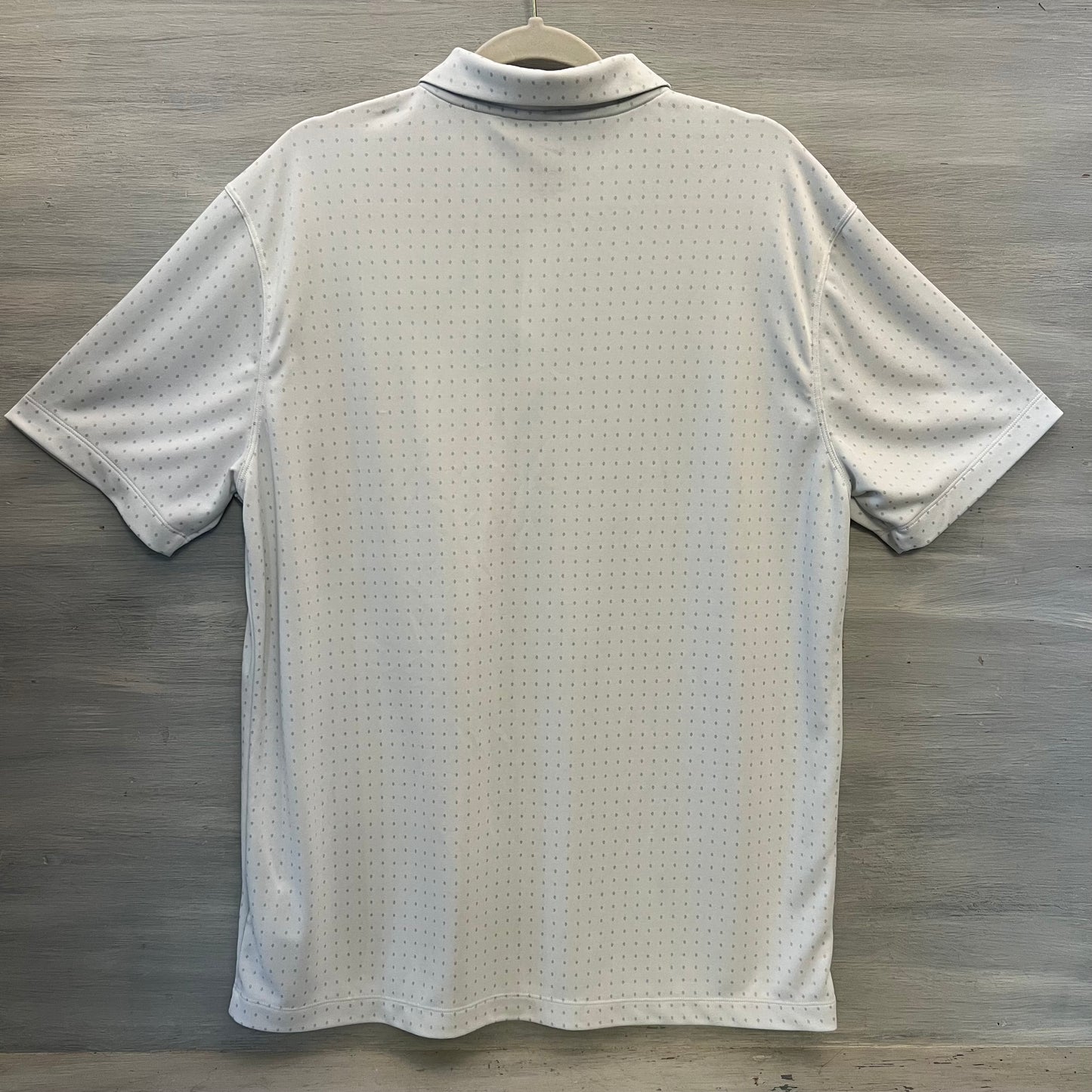 Nike Dri Fit White Gray Dot Casual Short Sleeve Polo Shirt Size Large Good Condition