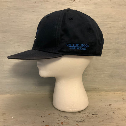 New Era On the Hook Fishwear 9Fifty Navy Embroidered Fish Snapback Ballcap One Size Fits Most Good Condition