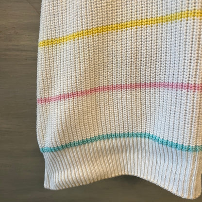 Vintage Here’s a HUG 100% Cotton Pastel Stripe White Sweater Vest Size Small Good Condition