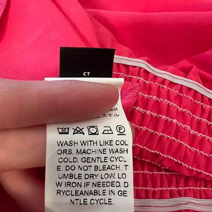 SHEIN Curve Hot Pink Swiss Dot BabyDoll Peasant Blouse Size 3XL Good Condition