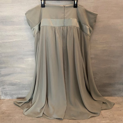 Dessy Collection Strapless Dress Formal Flowy Empire Waist Olive Green Like New