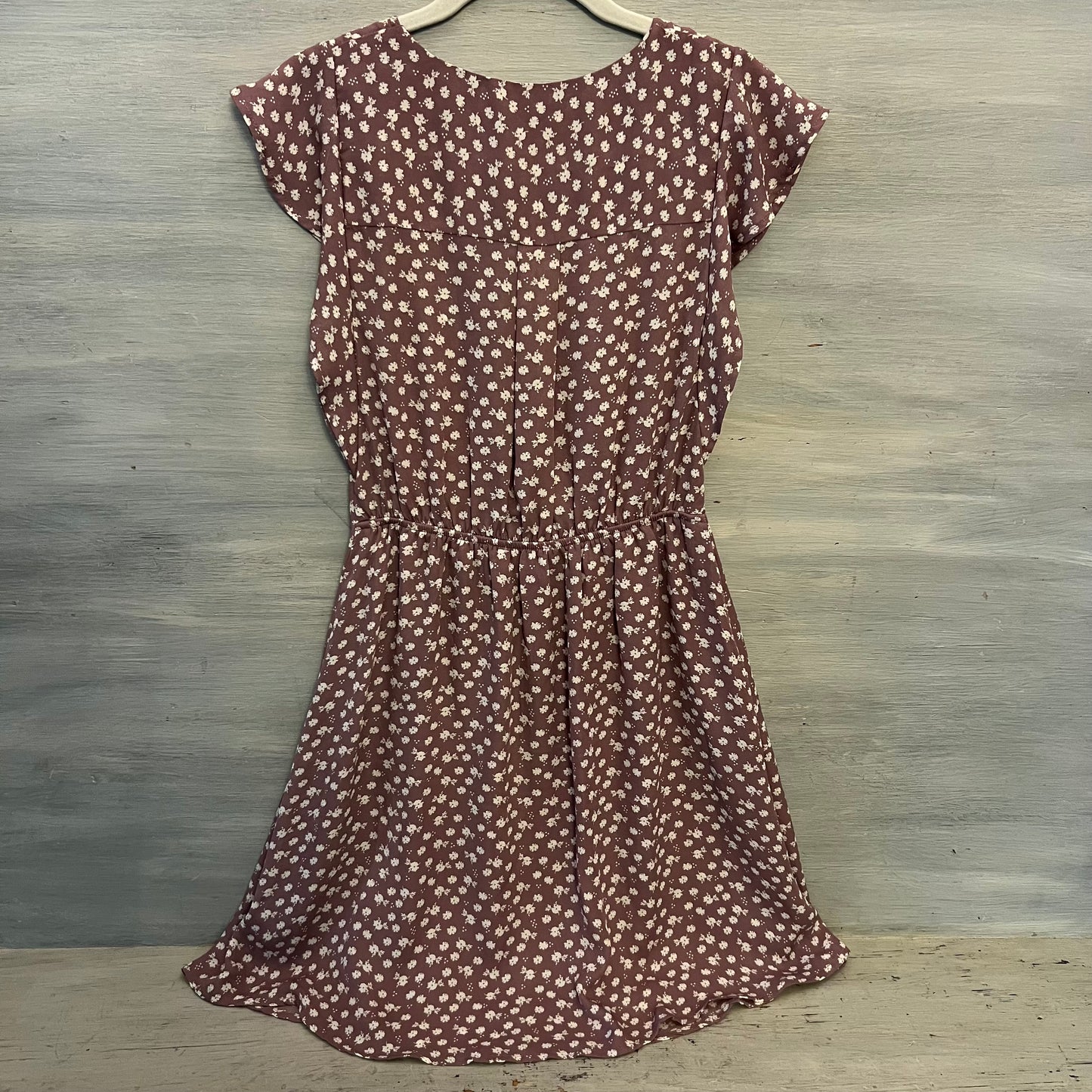 Monteau Mauve White Floral Print Above Knee Mini Dress Size Small Good Condition