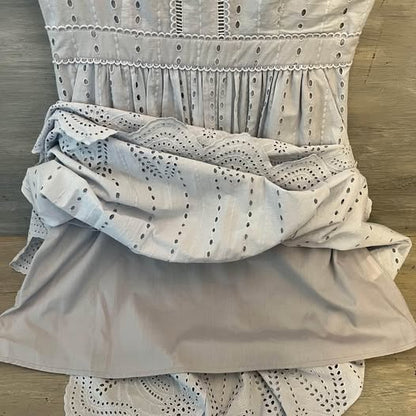 We are Kindred 100% Cotton Light Gray Eyelet Full Length Dress Size 8 Like New