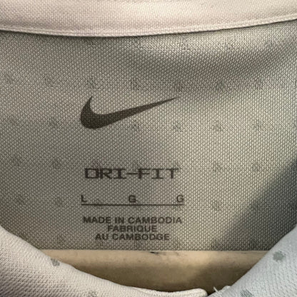 Nike Dri Fit White Gray Dot Casual Short Sleeve Polo Shirt Size Large Good Condition