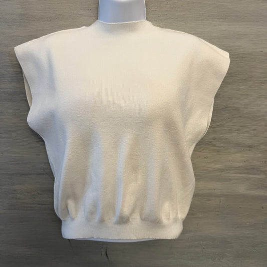 L. Love Cream Knit Turtleneck Cap Sleeve Sweater Size Medium Good Condition