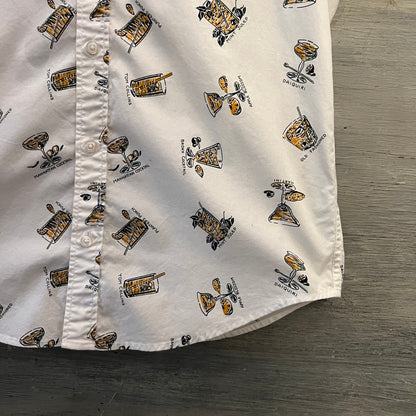 J. Crew Men’s Flex Washed Vintage Cocktail Print Button Down Shirt Medium Like New