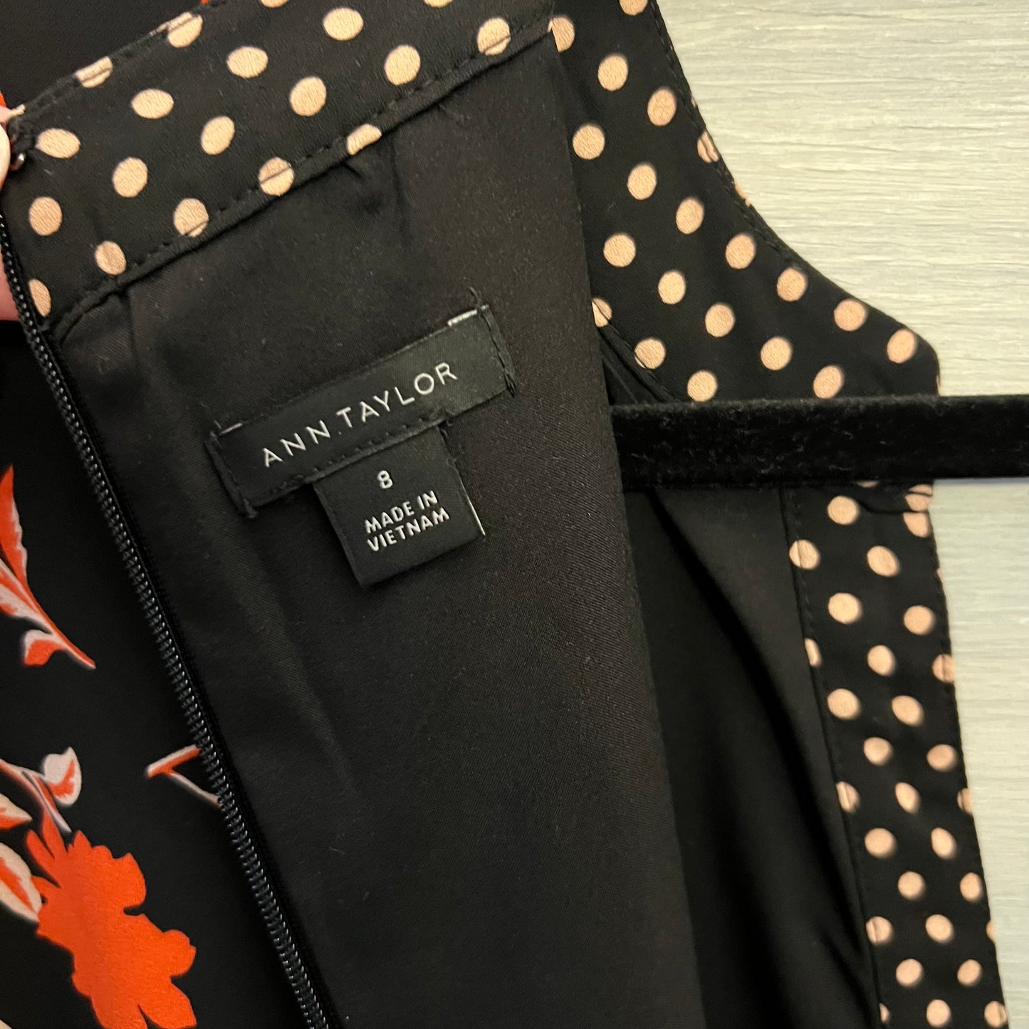 Ann Taylor Floral Polka Dot Print Pleated Flare Skirt Dress Size 8 Good Condition