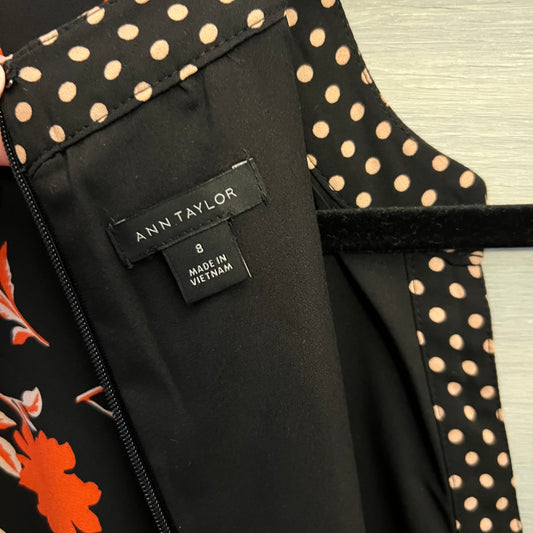 Ann Taylor Floral Polka Dot Print Pleated Flare Skirt Dress Size 8 Good Condition