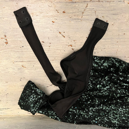 Rachel Zoe Emerald Green Sequined Leotard Blouse Small Like New