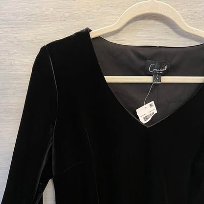 Connected Apparel Elegant Black Velvet Rhinestone Flare Sleeve Dress Size 4 New with Tag