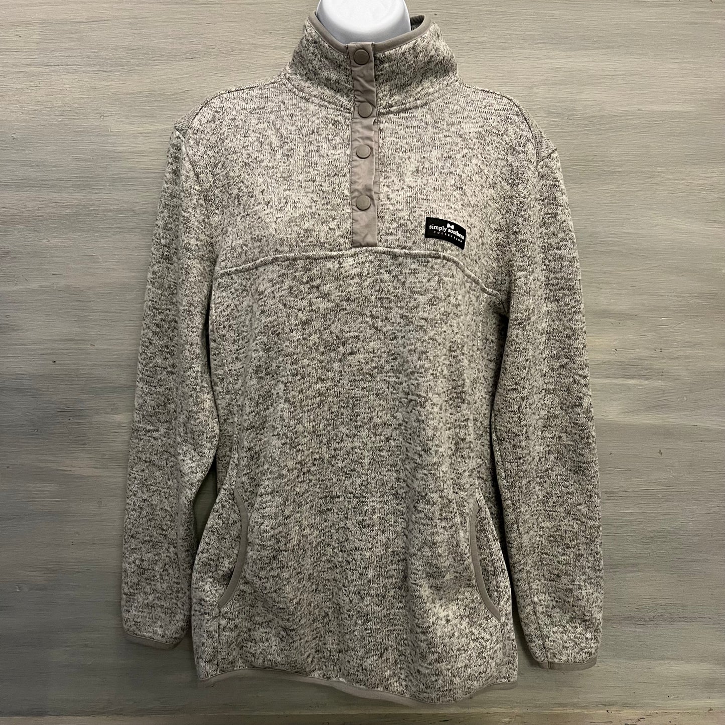 Simply Southern Gray Knit Pullover Sweatshirt Size Large Good Condition