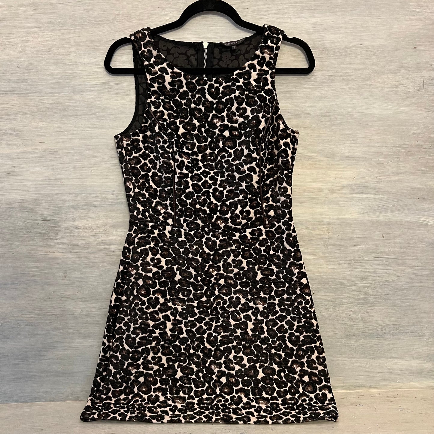Felicity & Coco Tapestry Leopard Print Open Back Dress Size Small Good Condition