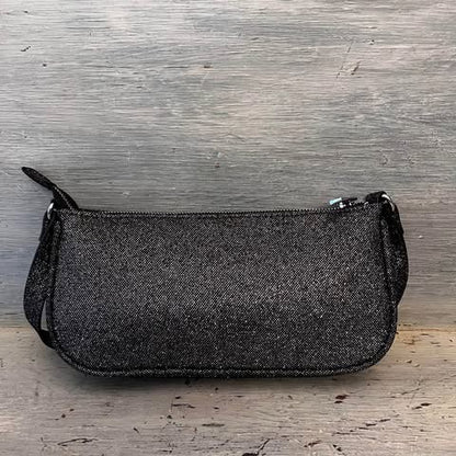 Skinny Dip Black Shimmer Rhinestone Smiley Face Shoulder Bag Purse Like New