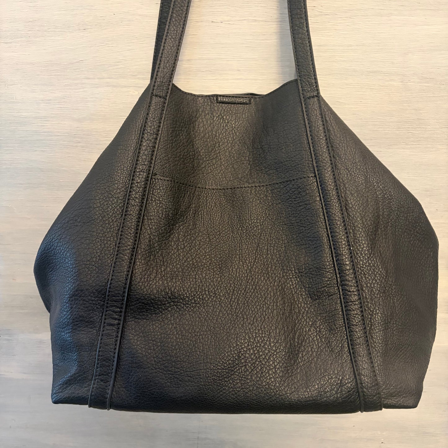 Shiraleah Black Faux Leather Large Shoulder Tote Bag Purse Good Condition