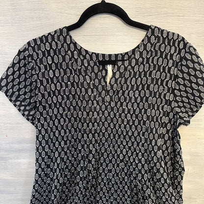 Uncle Frank  100% Cotton Black White Feather Print Tunic Dress Like New