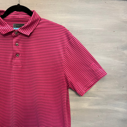 PGA Tour Hot Pink Black Stripe Polo Golf Shirt Medium Like New