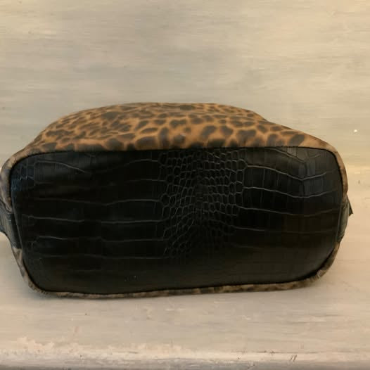 Vintage Dana Buchman Faux Alligator Leather Leopard Print Shoulder Bag Purse Like New
