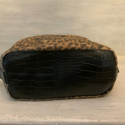 Vintage Dana Buchman Faux Alligator Leather Leopard Print Shoulder Bag Purse Like New