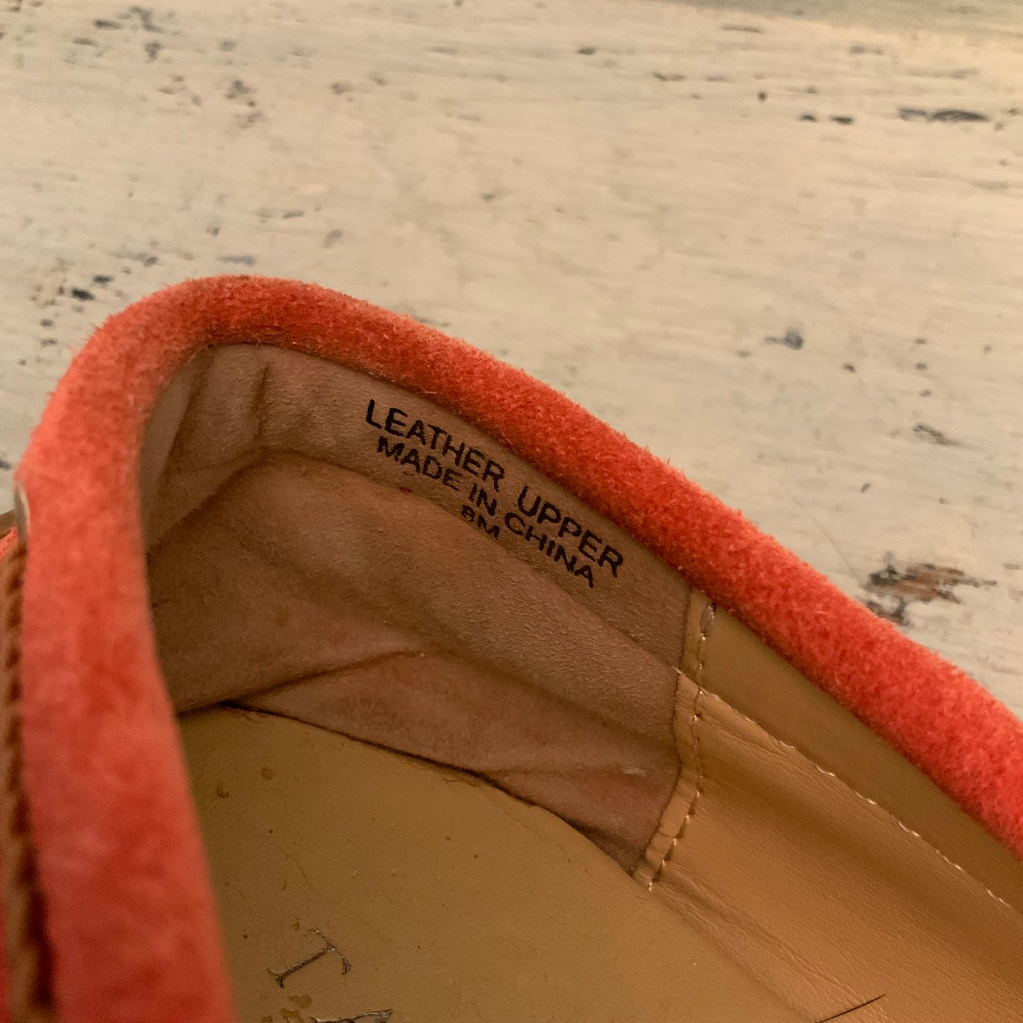 Talbots Suede Leather Coral Moccasin Style Flat Slip On Loafer Shoes Size 8 Good Condition