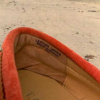 Talbots Suede Leather Coral Moccasin Style Flat Slip On Loafer Shoes Size 8 Good Condition