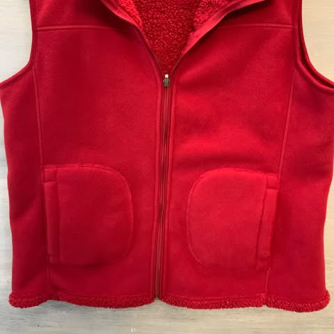 Hannah Reversible Fleece Sherpa Vest Red Size Large Good Condition
