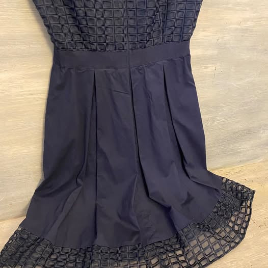 Alex Marie A Line Pleated Waist Navy Blue Dress Size 4 Like New