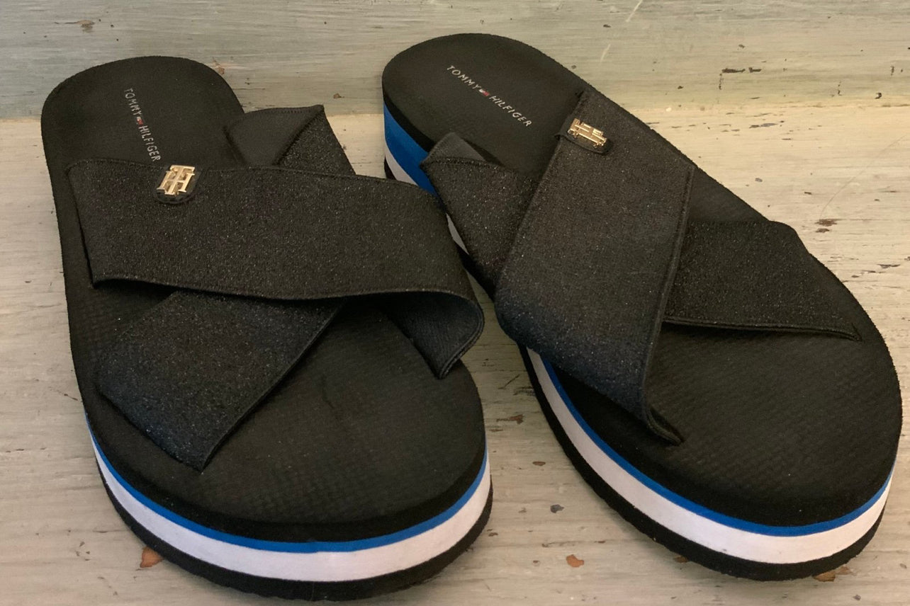 Tommy Hilfiger Slip On Wedge Platform Sandal Size 9.5 Good Condition