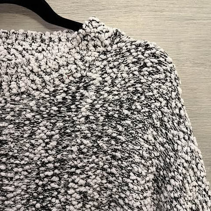 Poof Apparel High Collar Cropped Black White Popcorn Sweater Size Medium Good Condition