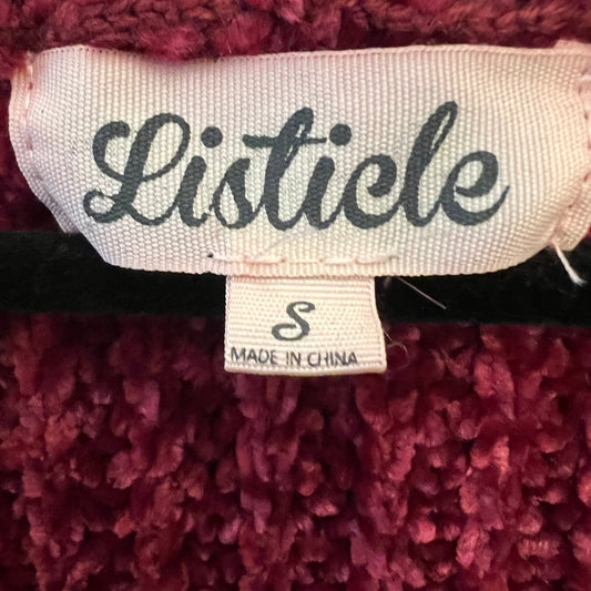 Listicle Burgundy Wine Chenille Knit Cardigan Sweater Size Small Good Condition