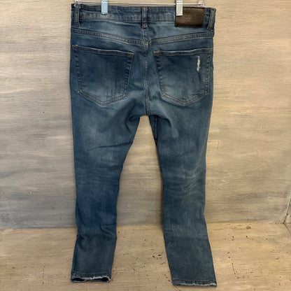 THRT 98% Cotton Jeans Graphic Design Ripped Knee Good Condition