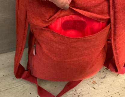 LUG Red Multipocketed Travel Bag Backpack 10x14x3 Good Condition