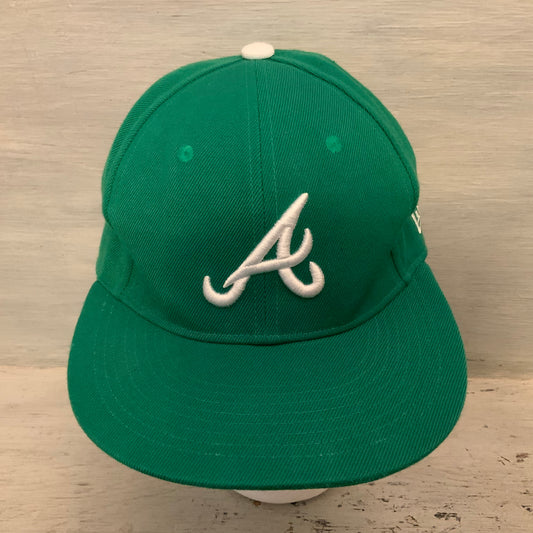 New Era Green Atlanta Braves 59Fifty Fitted Baseball Cap Size 7 1/8 (57cm) Good Condition