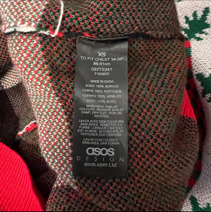 asos Design Christmas Holiday Striped Crew Neck Knit Sweater Size XS Good Condition