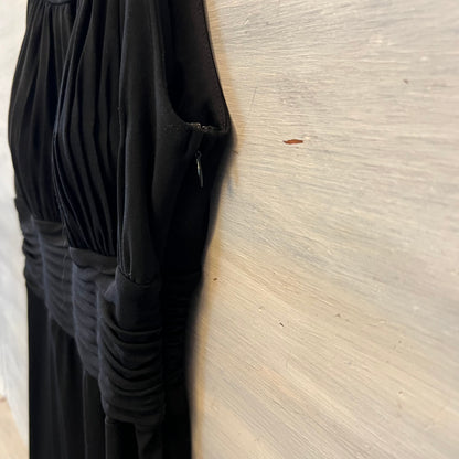 Sangria Black Sleeveless HighCollar Ruched TopWaist Full Length Dress Size 8 Like New