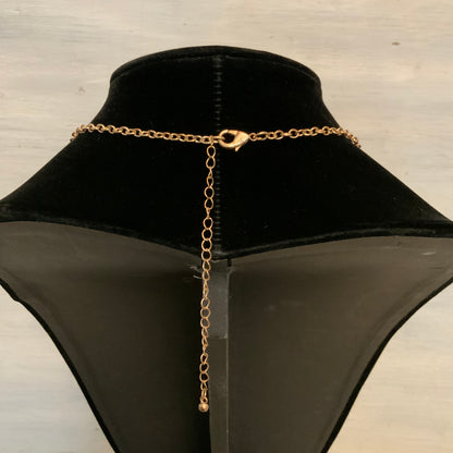 Long Gold Tone Geometric Tassel Pendant Statement Necklace 39-43" Good Condition