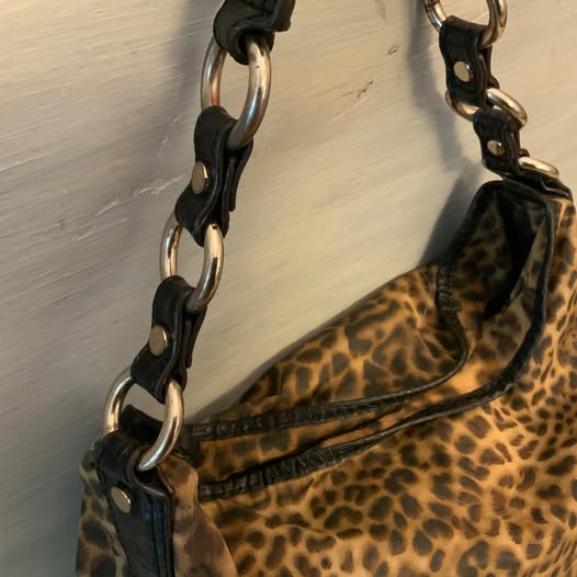 Vintage Dana Buchman Faux Alligator Leather Leopard Print Shoulder Bag Purse Like New