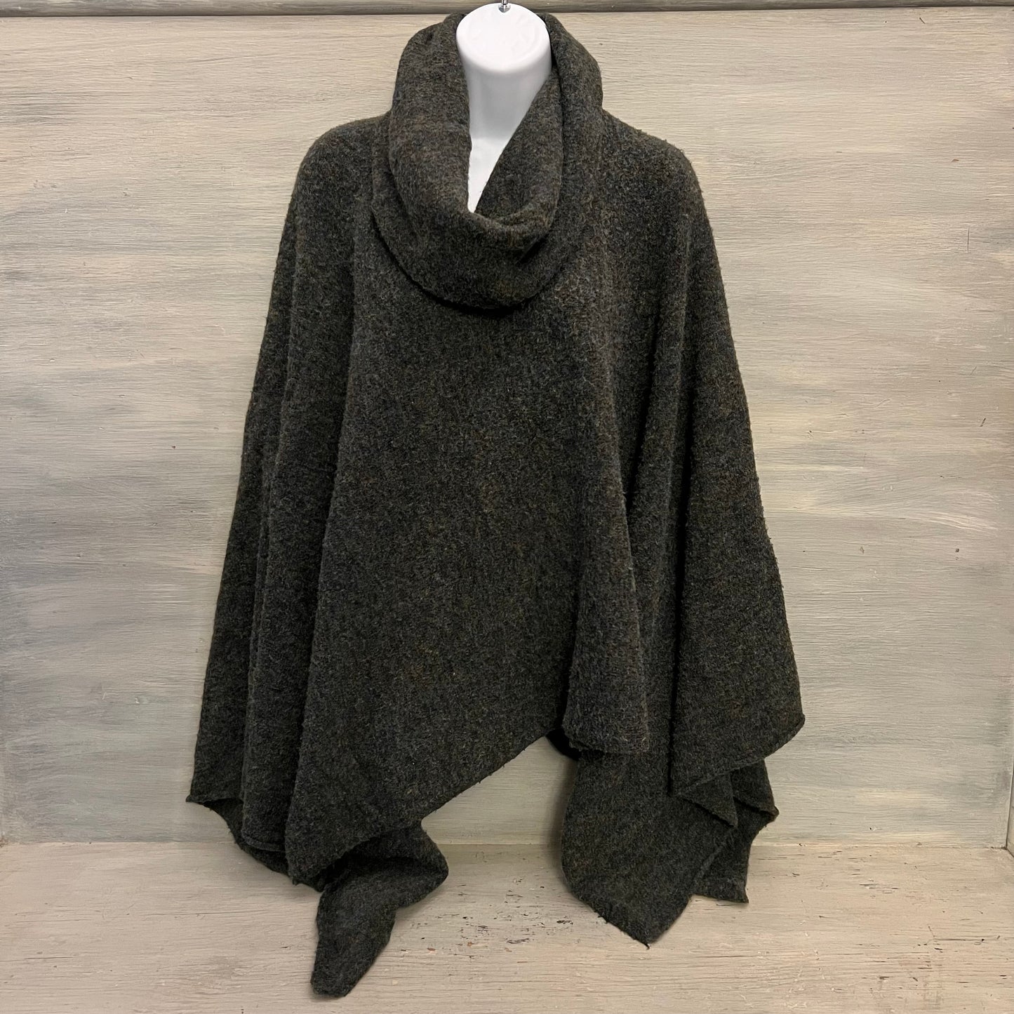 World Market Blue Gray Cowl Neck Pullover Poncho Sweater One Size Good Condition