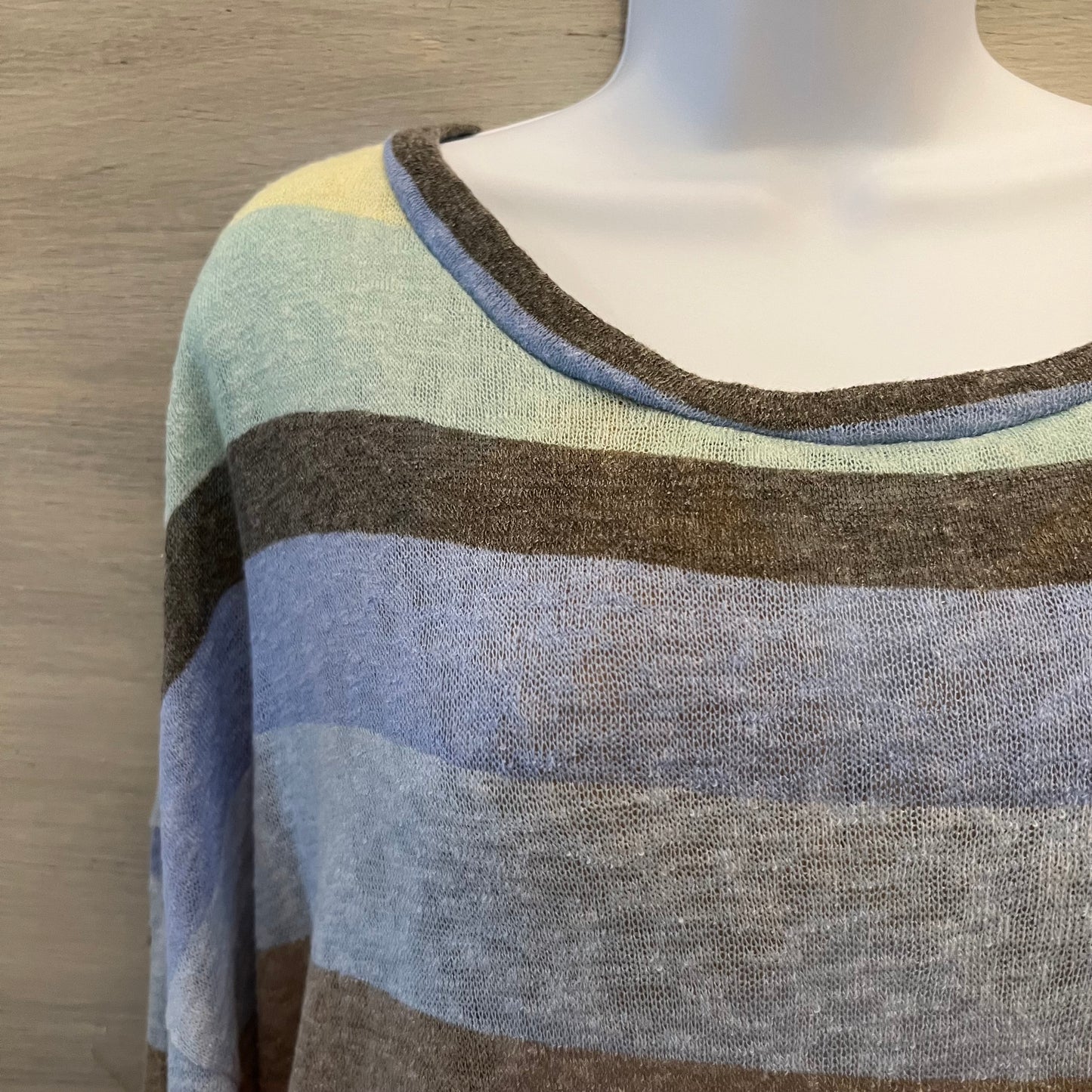 Blumin Apparel Multicolor Horizontal Stripe Lightweight Knit Sweater Top Size 3XL Good Condition