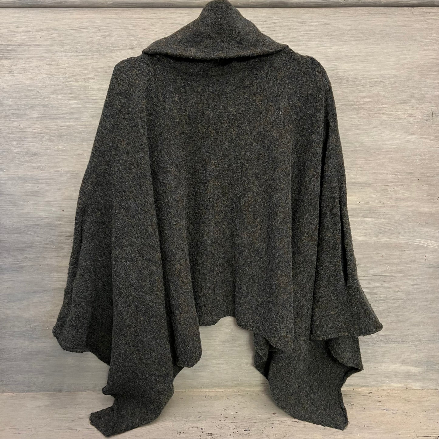 World Market Blue Gray Cowl Neck Pullover Poncho Sweater One Size Good Condition