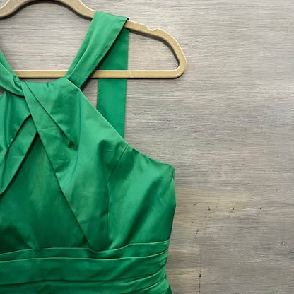 David’s Bridal Kelly Green Sleeveless Fit Flare Dress Size 12 Like New