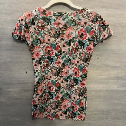 Ann Taylor LOFT Pastel Floral Babydoll Blouse Size XS Good Condition