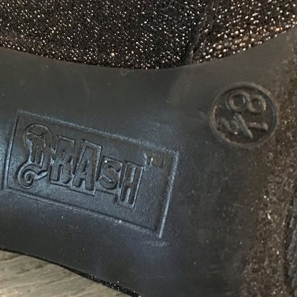 Brash Black Metallic Sock Booties Boots Size 8.5 US 4 inch Heels New Years Eve Like New