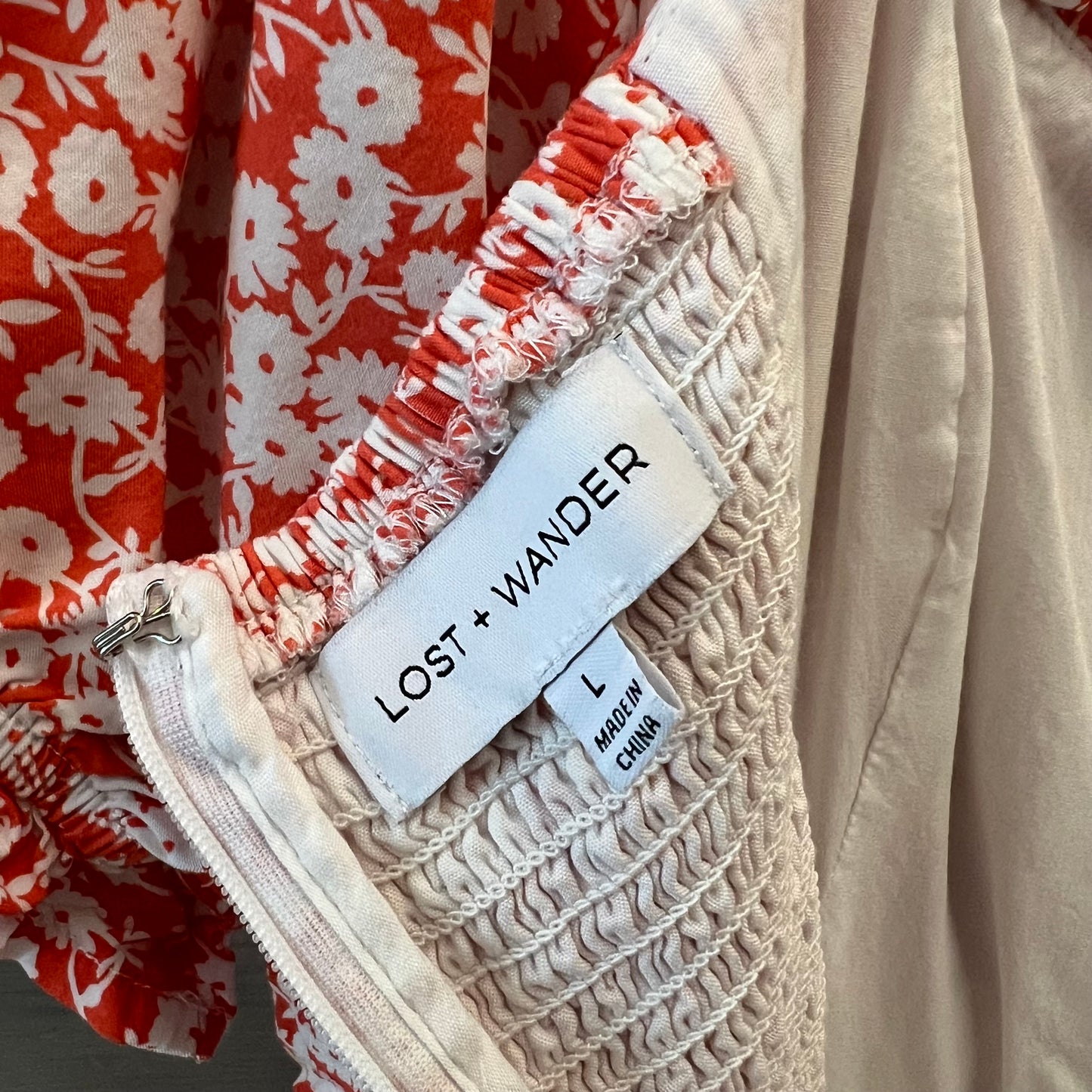 Lost + Wander Orange White Flower Mini Dress Size Large Good Condition