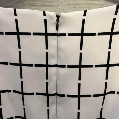 Emma & Michele Sleeveless Black White Geometic Print Belted Dress Size 12 Like New